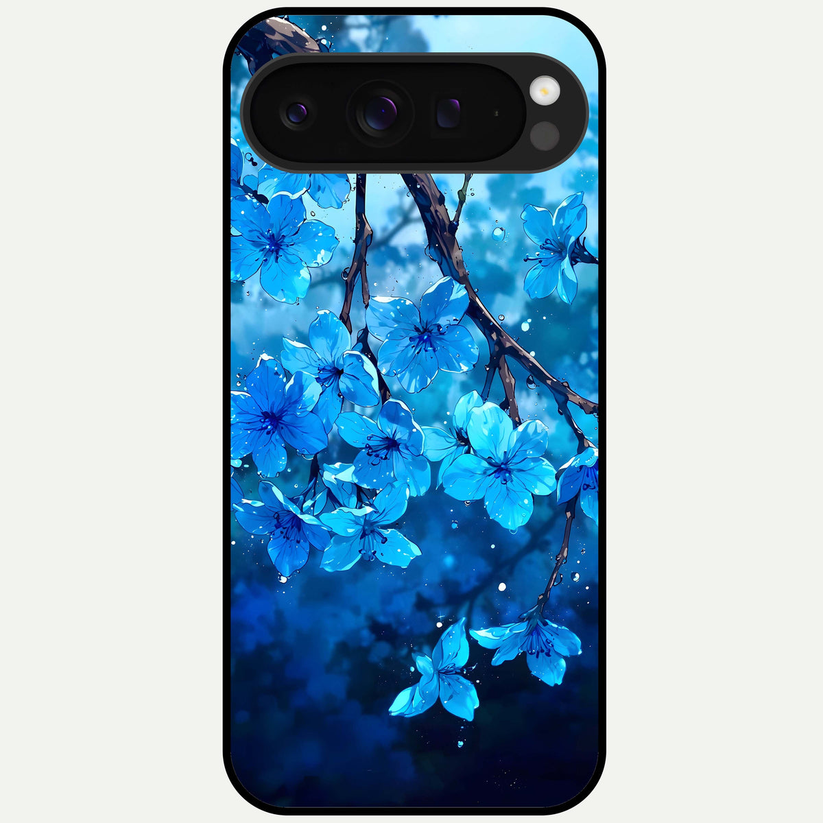  Blue Blossoms Branch Glass Case For Google Pixel 9 Pro XL back cover – full design glossy printed glass finish
