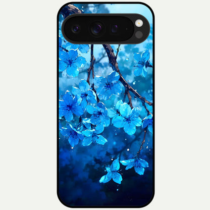  Blue Blossoms Branch Glass Case For Google Pixel 9 Pro XL back cover – full design glossy printed glass finish