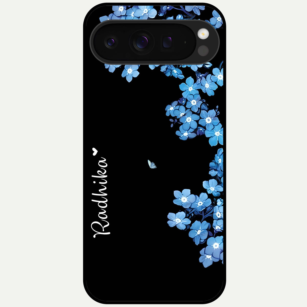  Blue Petal Dream Custom Name Glass Case For Google Pixel 9 Pro XL back cover – full design glossy printed glass finish