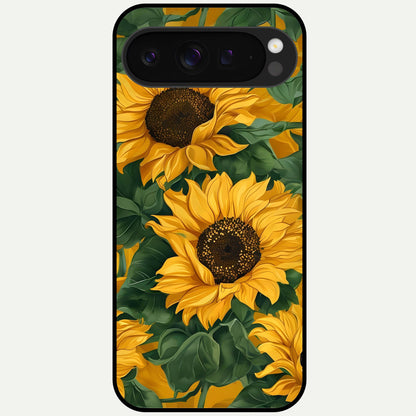  Bright Sunflower Bloom Glass Case For Google Pixel 9 Pro XL back cover – full design glossy printed glass finish