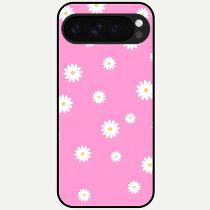  Bubblegum Daisy Pop Glass Case For Google Pixel 9 Pro XL back cover – full design glossy printed glass finish