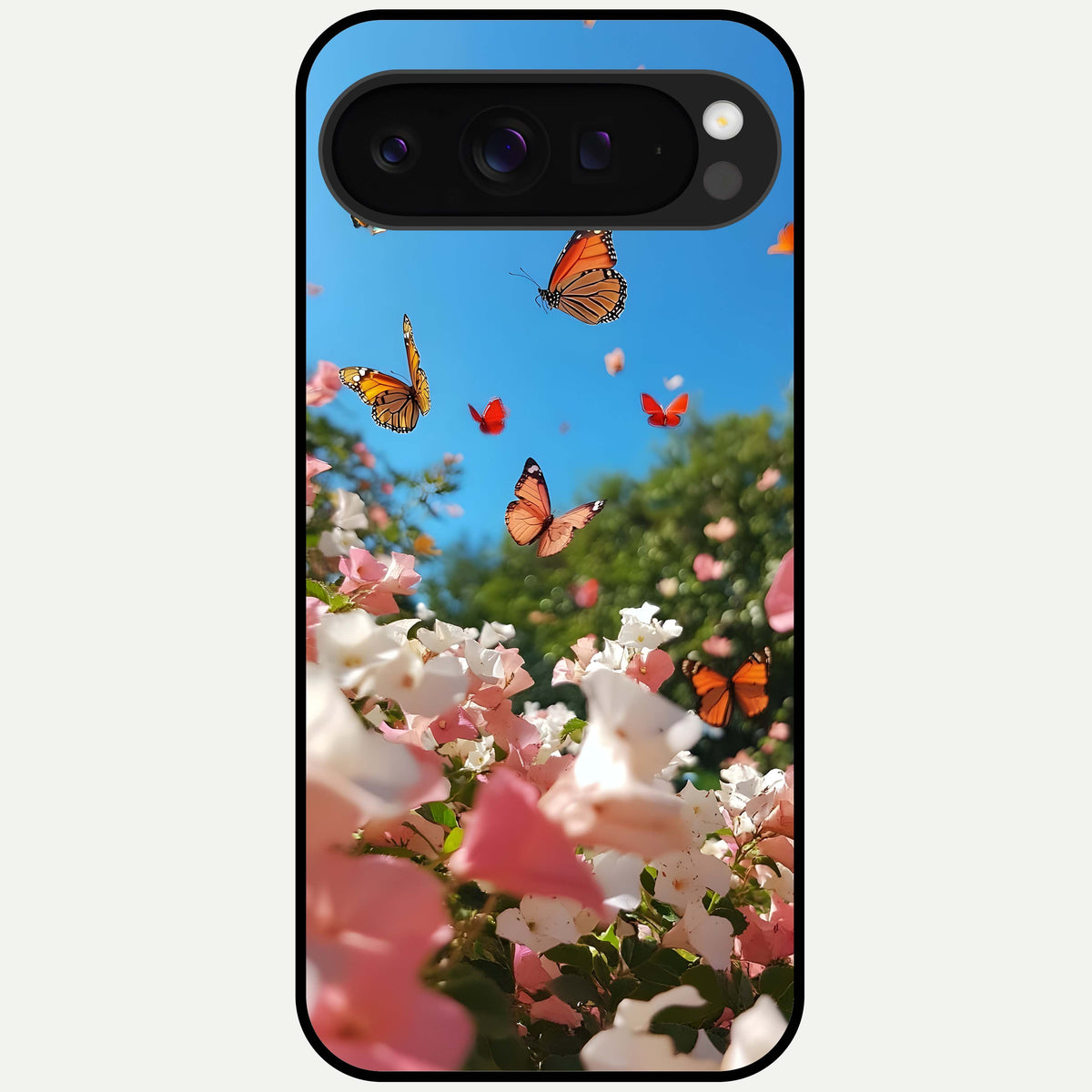  Butterflies In Bloom Sky Glass Case For Google Pixel 9 Pro XL back cover – full design glossy printed glass finish