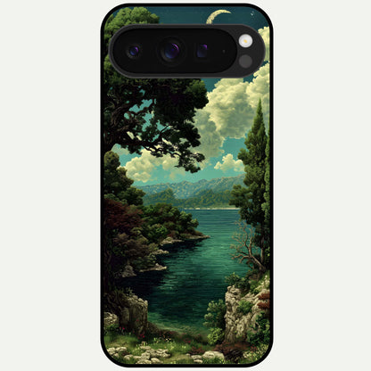  Celestial Lake Peace Glass Case For Google Pixel 9 Pro XL back cover – full design glossy printed glass finish