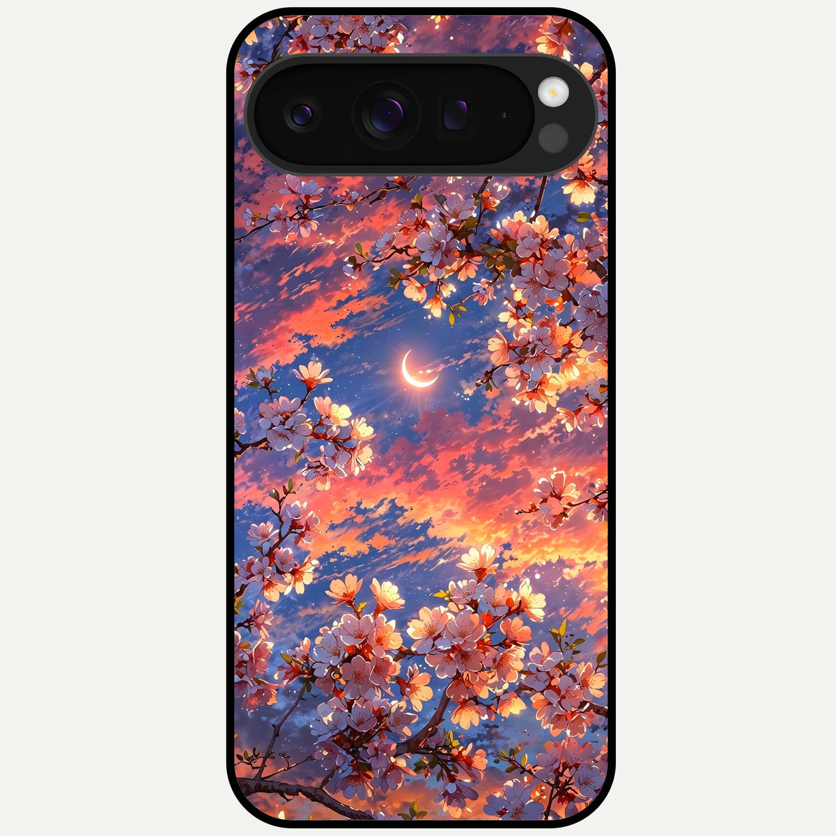  Celestial Sakura Sunset Glass Case For Google Pixel 9 Pro XL back cover – full design glossy printed glass finish