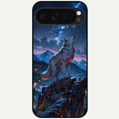  Celestial Wolf Howl Glass Case For Google Pixel 9 Pro XL back cover – full design glossy printed glass finish