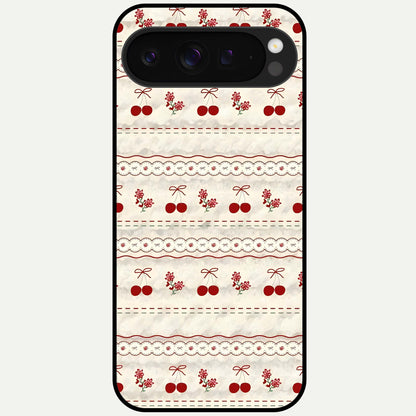  Cherry Bloom Charm Glass Case For Google Pixel 9 Pro XL back cover – full design glossy printed glass finish