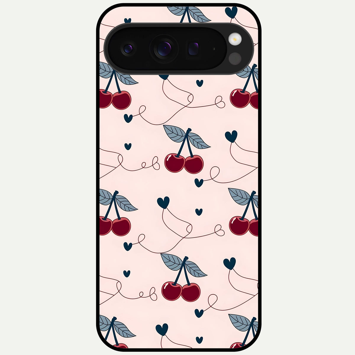  Cherry Heart Line Glass Case For Google Pixel 9 Pro XL back cover – full design glossy printed glass finish