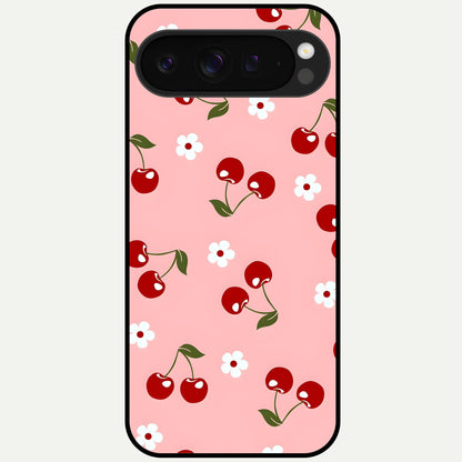  Cherry Love Mood Glass Case For Google Pixel 9 Pro XL back cover – full design glossy printed glass finish