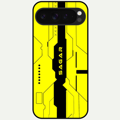  Circuit CYBERPUNK Custom Name Glass Case For Google Pixel 9 Pro XL back cover – full design glossy printed glass finish