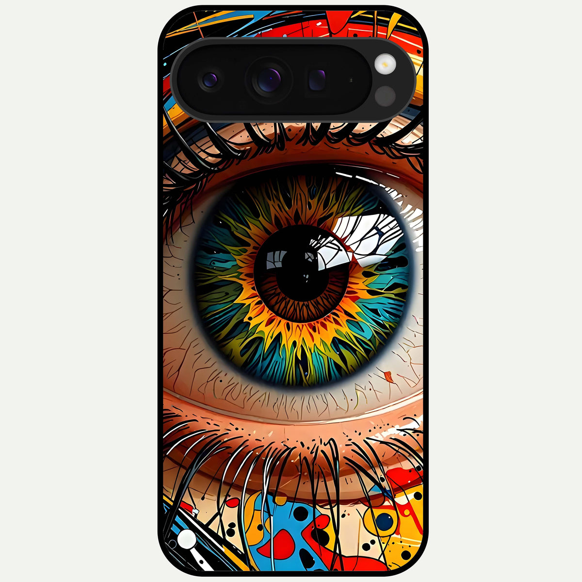  Colorful Eye Glass Case For Google Pixel 9 Pro XL back cover – full design glossy printed glass finish