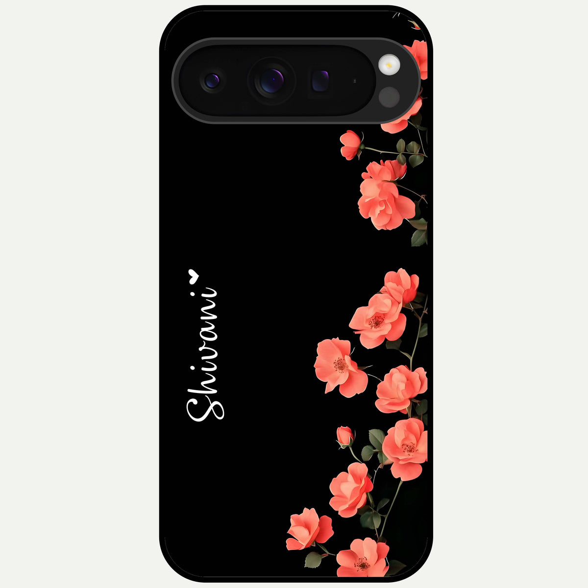  Crimson Bloom Grace Custom Name Glass Case For Google Pixel 9 Pro XL back cover – full design glossy printed glass finish