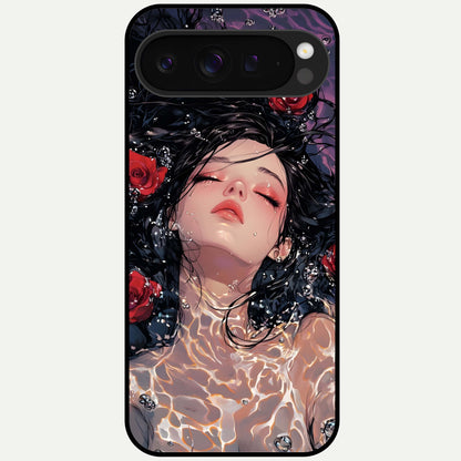  Crimson Rose Serenity Glass Case For Google Pixel 9 Pro XL back cover – full design glossy printed glass finish