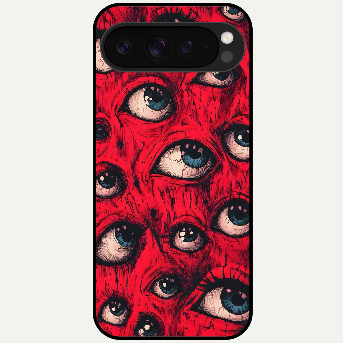  Crimson Watch Eyes Glass Case For Google Pixel 9 Pro XL back cover – full design glossy printed glass finish