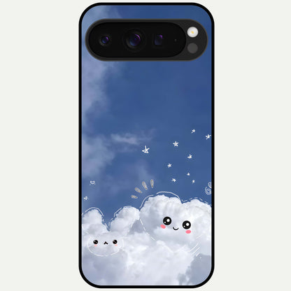  Cute Blossom Cloud Glass Case For Google Pixel 9 Pro XL back cover – full design glossy printed glass finish