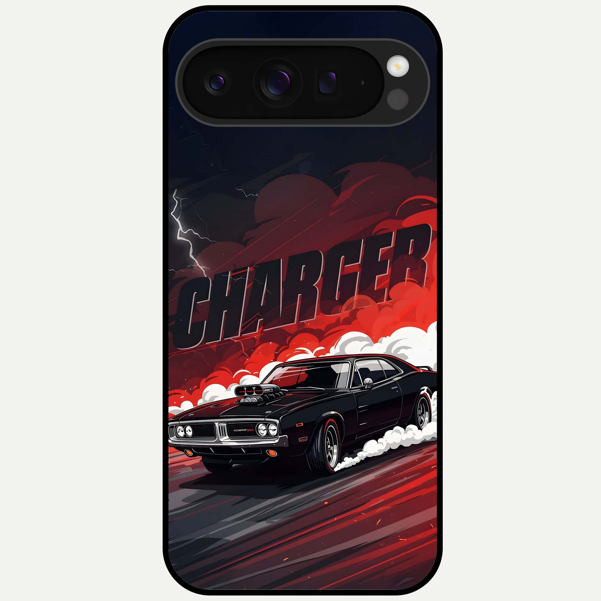  Dark Charger Fury Glass Case For Google Pixel 9 Pro XL back cover – full design glossy printed glass finish
