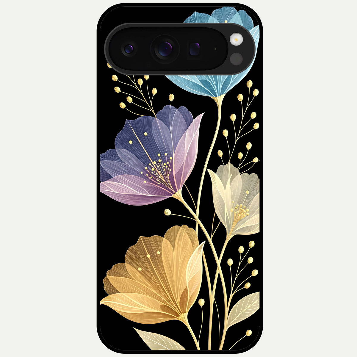  Flower Bloom Glow Glass Case For Google Pixel 9 Pro XL back cover – full design glossy printed glass finish