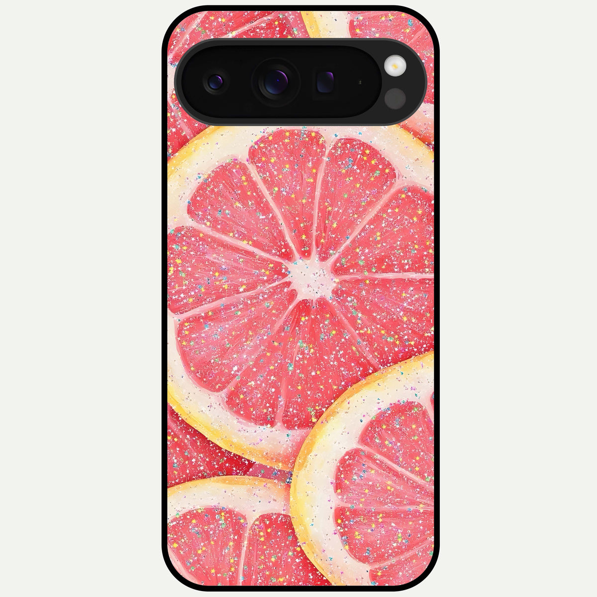  Glitter Grapefruit Glass Case For Google Pixel 9 Pro XL back cover – full design glossy printed glass finish