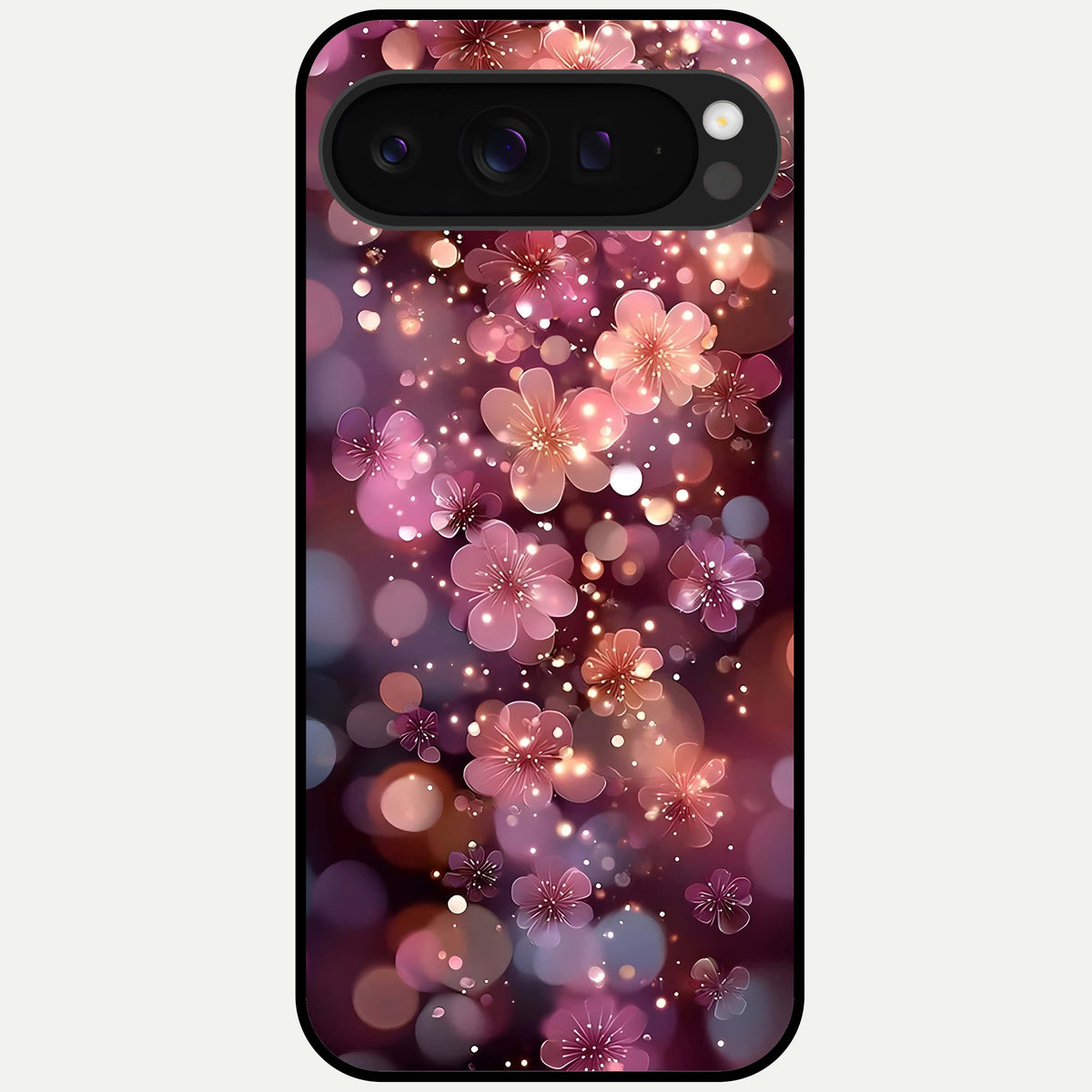  Glowing Petal Bliss Glass Case For Google Pixel 9 Pro XL back cover – full design glossy printed glass finish