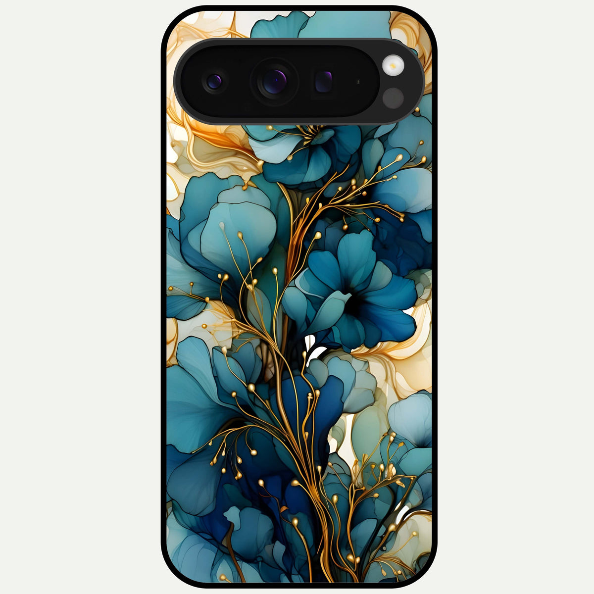  Golden Bloom Symphony Glass Case For Google Pixel 9 Pro XL back cover – full design glossy printed glass finish