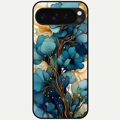  Golden Bloom Symphony Glass Case For Google Pixel 9 Pro XL back cover – full design glossy printed glass finish