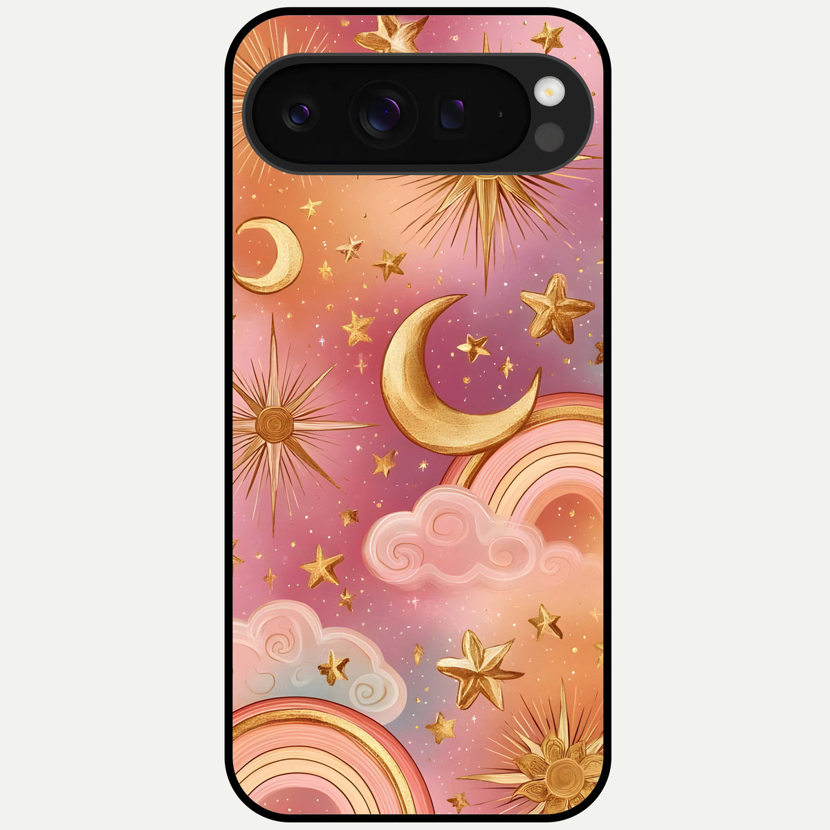  Golden Celestial Dreams Glass Case For Google Pixel 9 Pro XL back cover – full design glossy printed glass finish