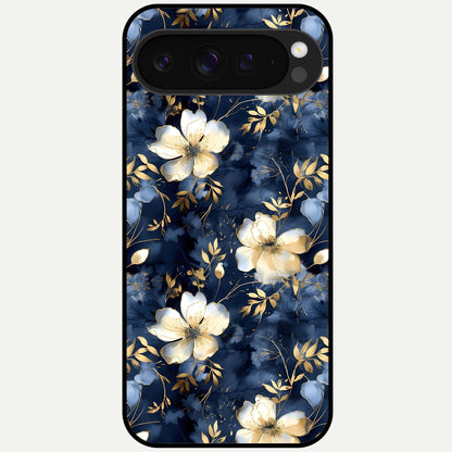  Golden Midnight Bloom Glass Case For Google Pixel 9 Pro XL back cover – full design glossy printed glass finish