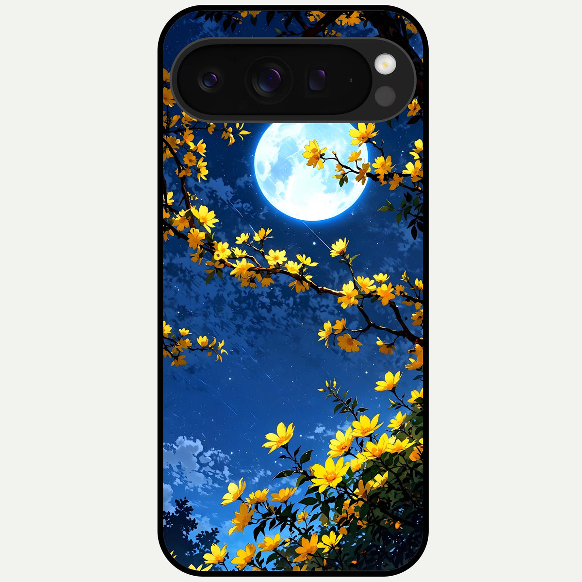  Golden Night Glow Glass Case For Google Pixel 9 Pro XL back cover – full design glossy printed glass finish