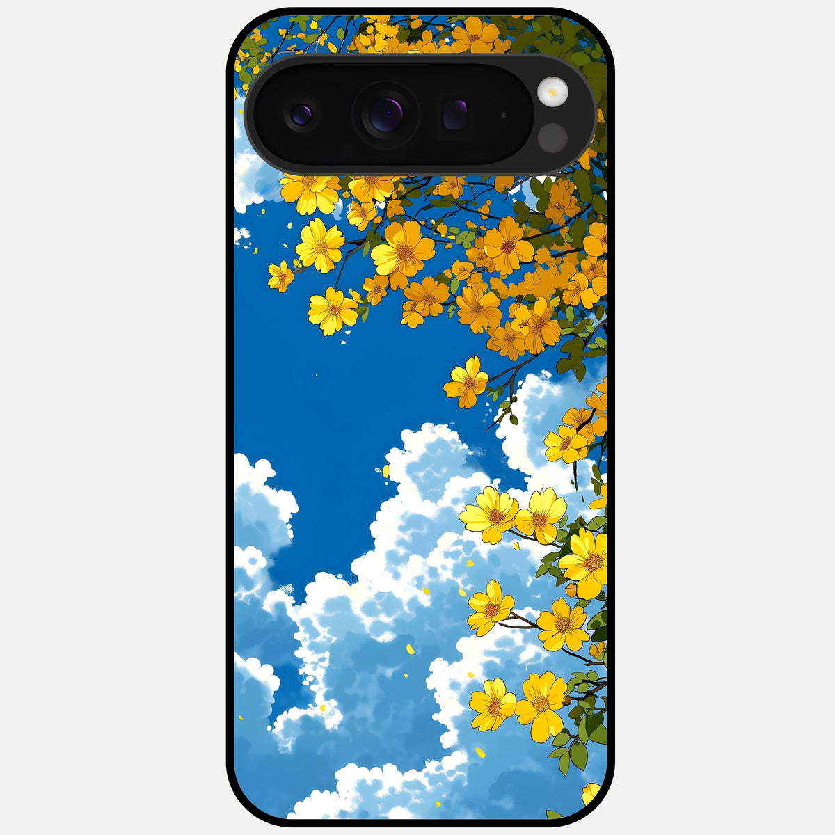  Golden Petal Sky Glass Case For Google Pixel 9 Pro XL back cover – full design glossy printed glass finish