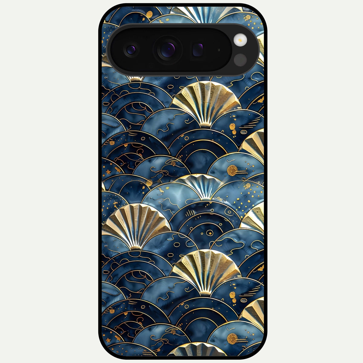  Golden Wave Luxe Glass Case For Google Pixel 9 Pro XL back cover – full design glossy printed glass finish