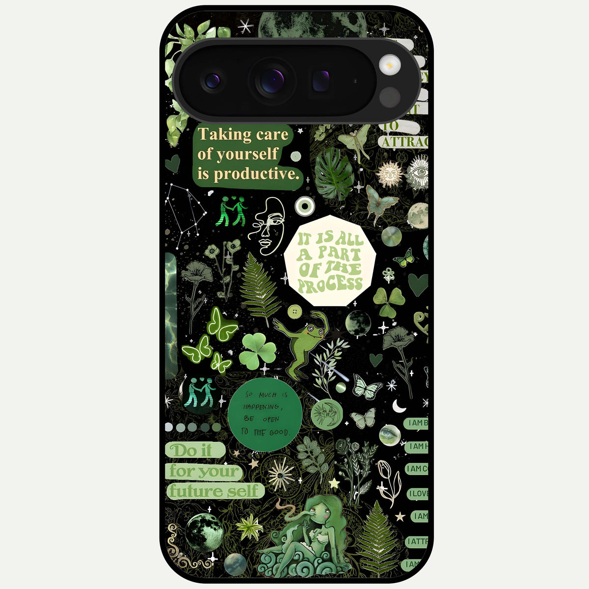  Green Mandala Pattern Glass Case For Google Pixel 9 Pro XL back cover – full design glossy printed glass finish