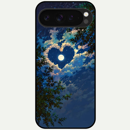  Heart With Moon Sky Glass Case For Google Pixel 9 Pro XL back cover – full design glossy printed glass finish