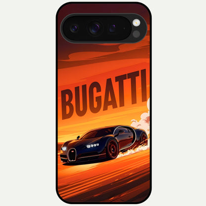  Inferno Bugatti Storm Glass Case For Google Pixel 9 Pro XL back cover – full design glossy printed glass finish