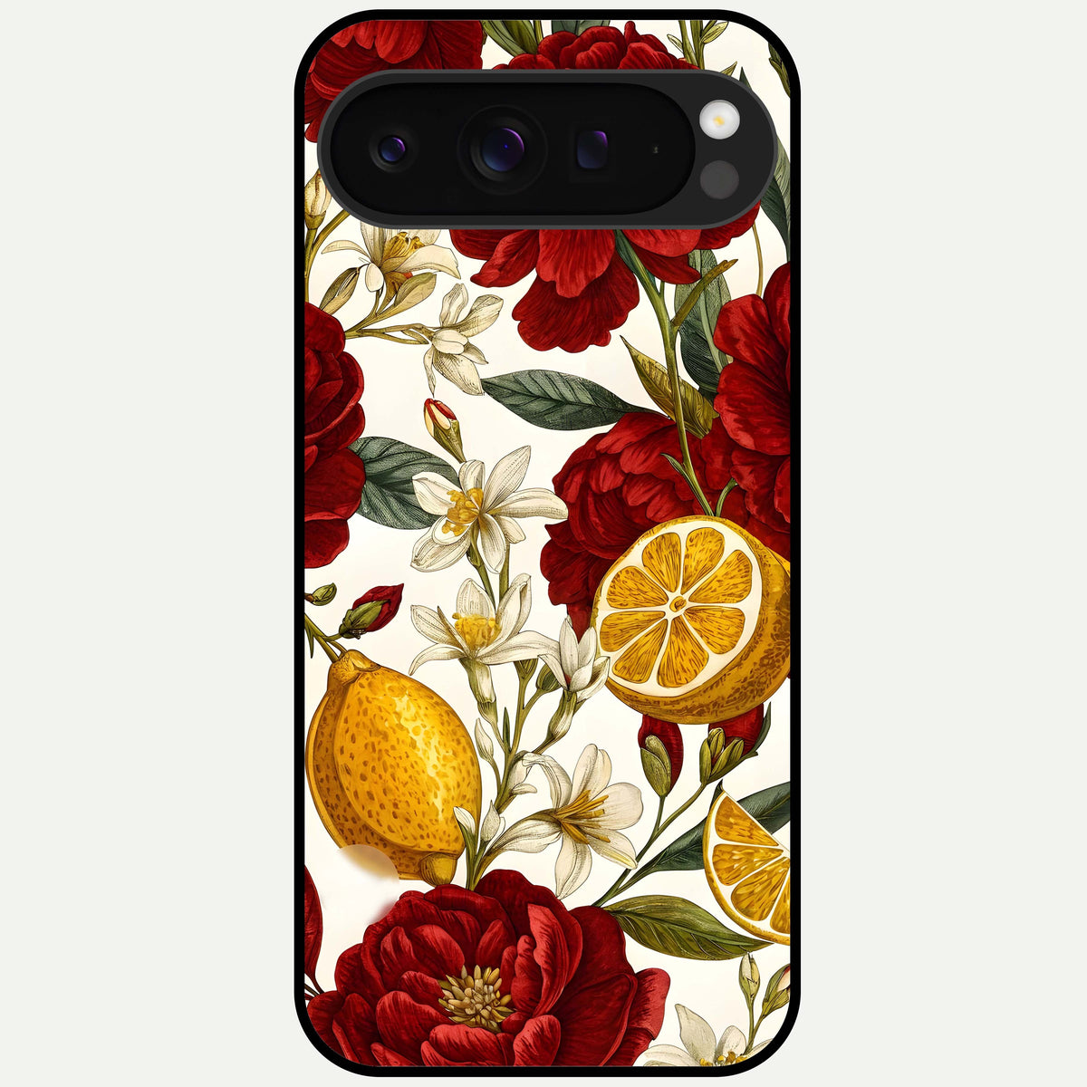  Lemon Rose Charm Glass Case For Google Pixel 9 Pro XL back cover – full design glossy printed glass finish