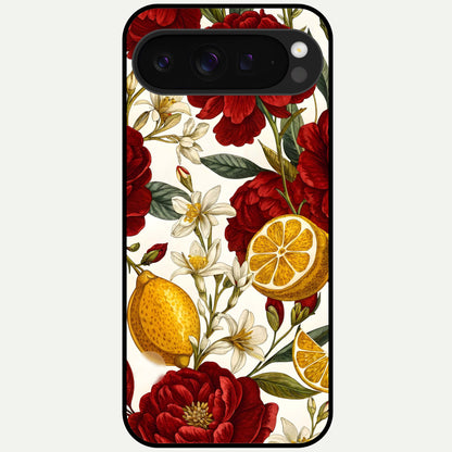  Lemon Rose Charm Glass Case For Google Pixel 9 Pro XL back cover – full design glossy printed glass finish