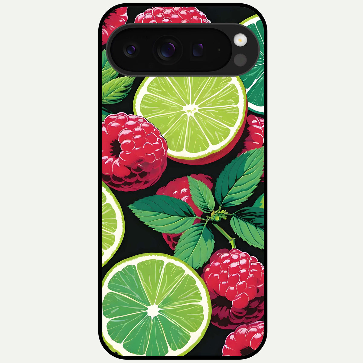  Lime and Raspberry Pattern Glass Case For Google Pixel 9 Pro XL back cover – full design glossy printed glass finish