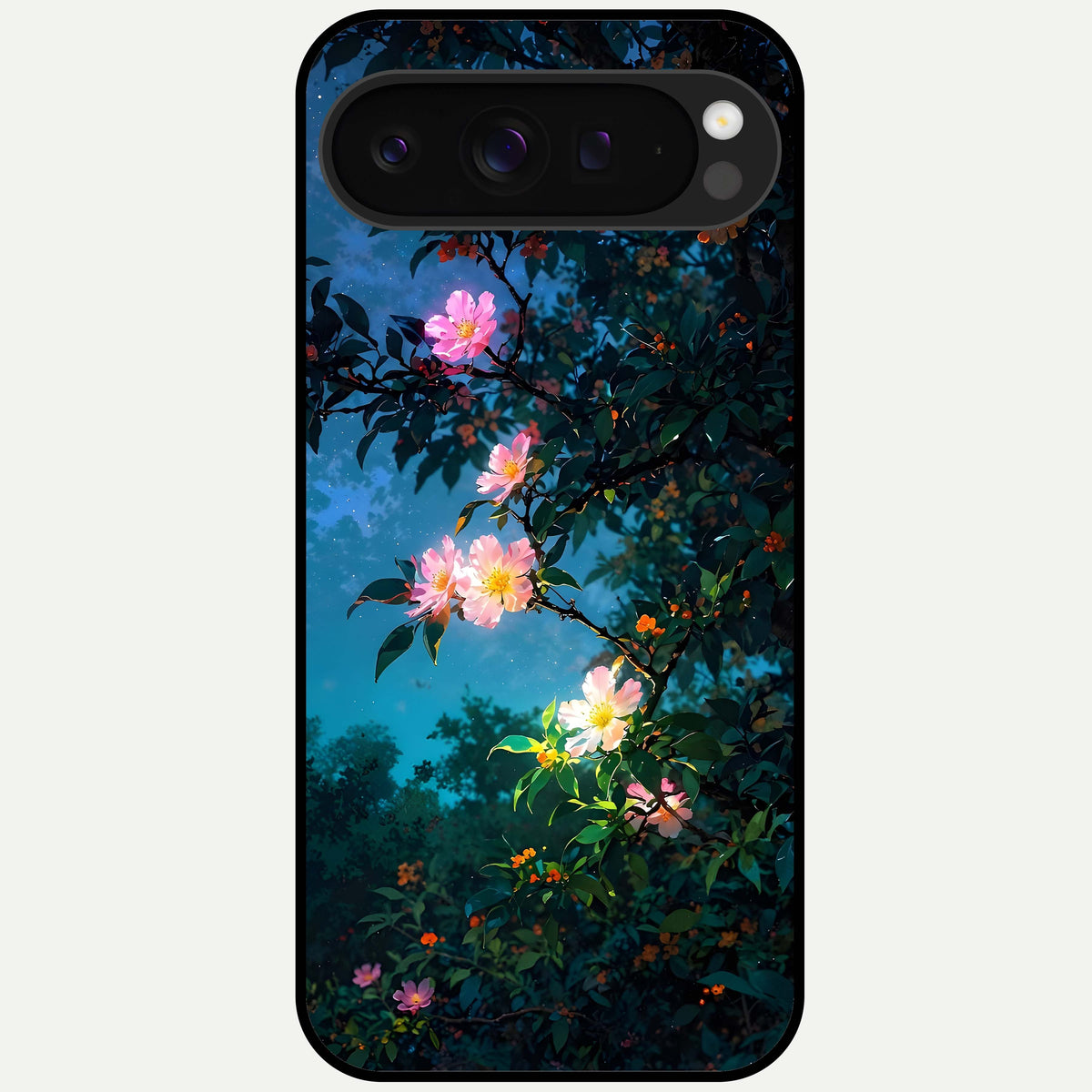  Midnight Bloom Glow Glass Case For Google Pixel 9 Pro XL back cover – full design glossy printed glass finish