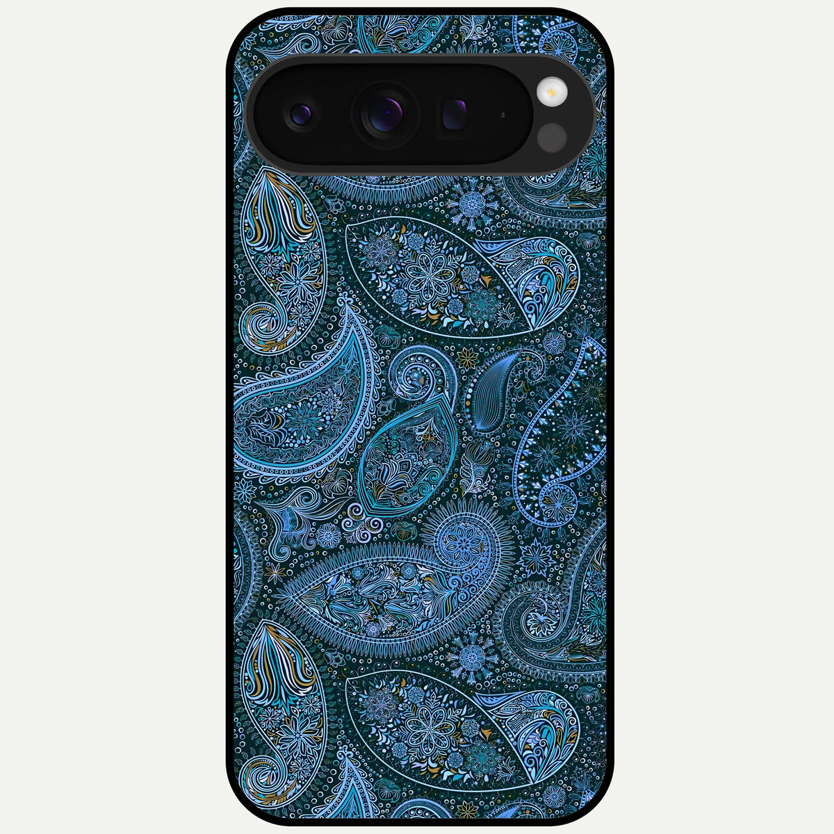 Midnight Paisley Glow Glass Case For Google Pixel 9 Pro XL back cover – full design glossy printed glass finish
