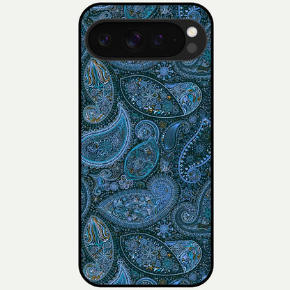  Midnight Paisley Glow Glass Case For Google Pixel 9 Pro XL back cover – full design glossy printed glass finish