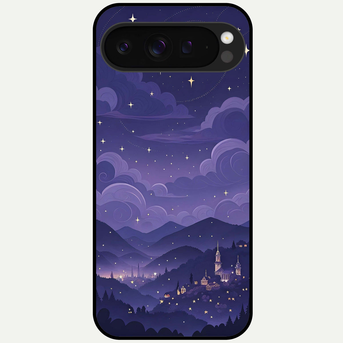  Minimal Night View Glass Case For Google Pixel 9 Pro XL back cover – full design glossy printed glass finish