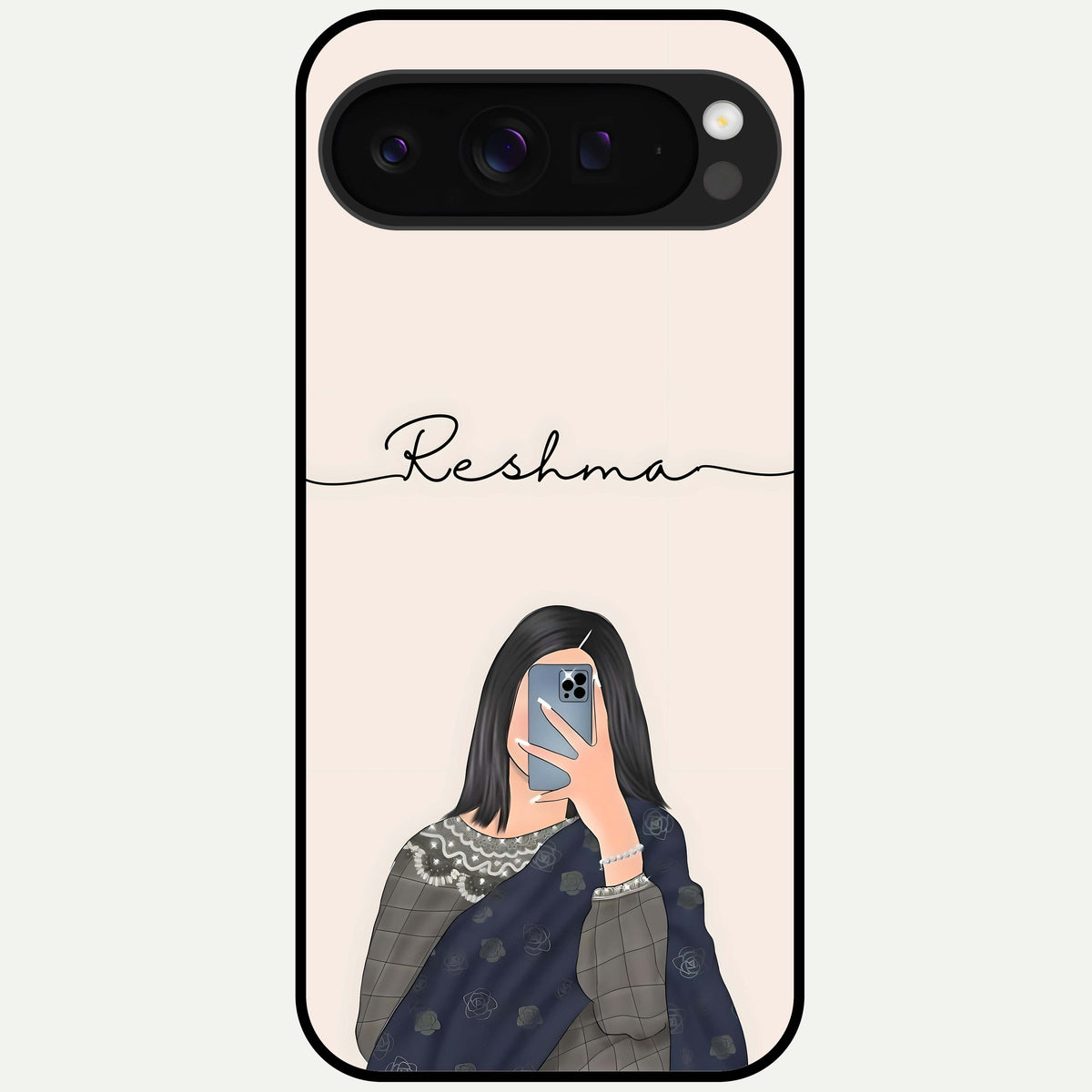  Mirror Mood Muse With Custom Name Glass Case For Google Pixel 9 Pro XL back cover – full design glossy printed glass finish