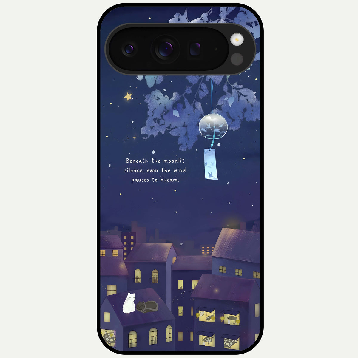  Moonlit Cat Silence Glass Case For Google Pixel 9 Pro XL back cover – full design glossy printed glass finish