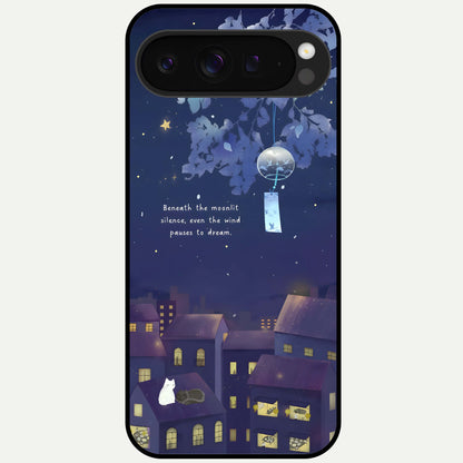  Moonlit Cat Silence Glass Case For Google Pixel 9 Pro XL back cover – full design glossy printed glass finish