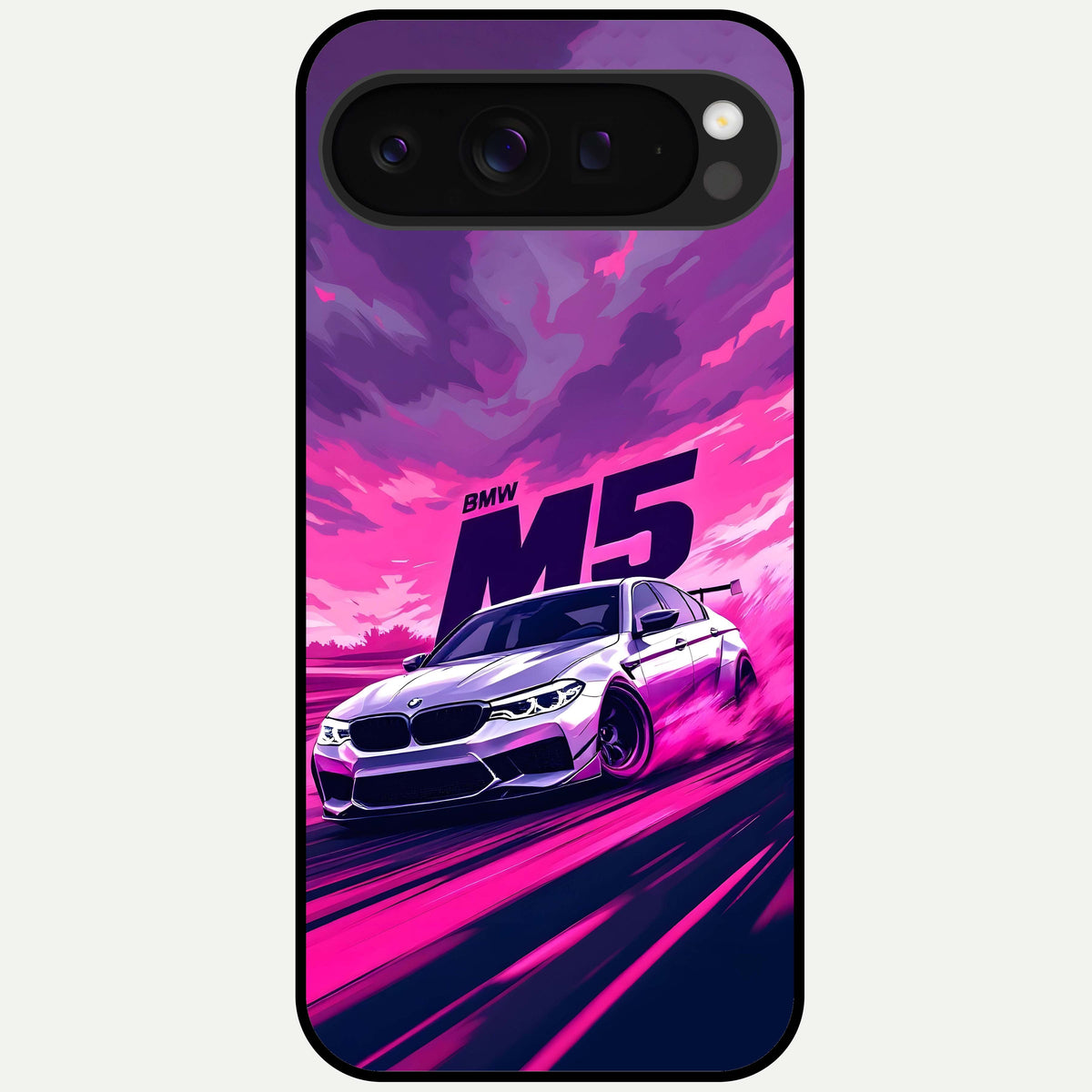  MS Neon Car Glass Case For Google Pixel 9 Pro XL back cover – full design glossy printed glass finish