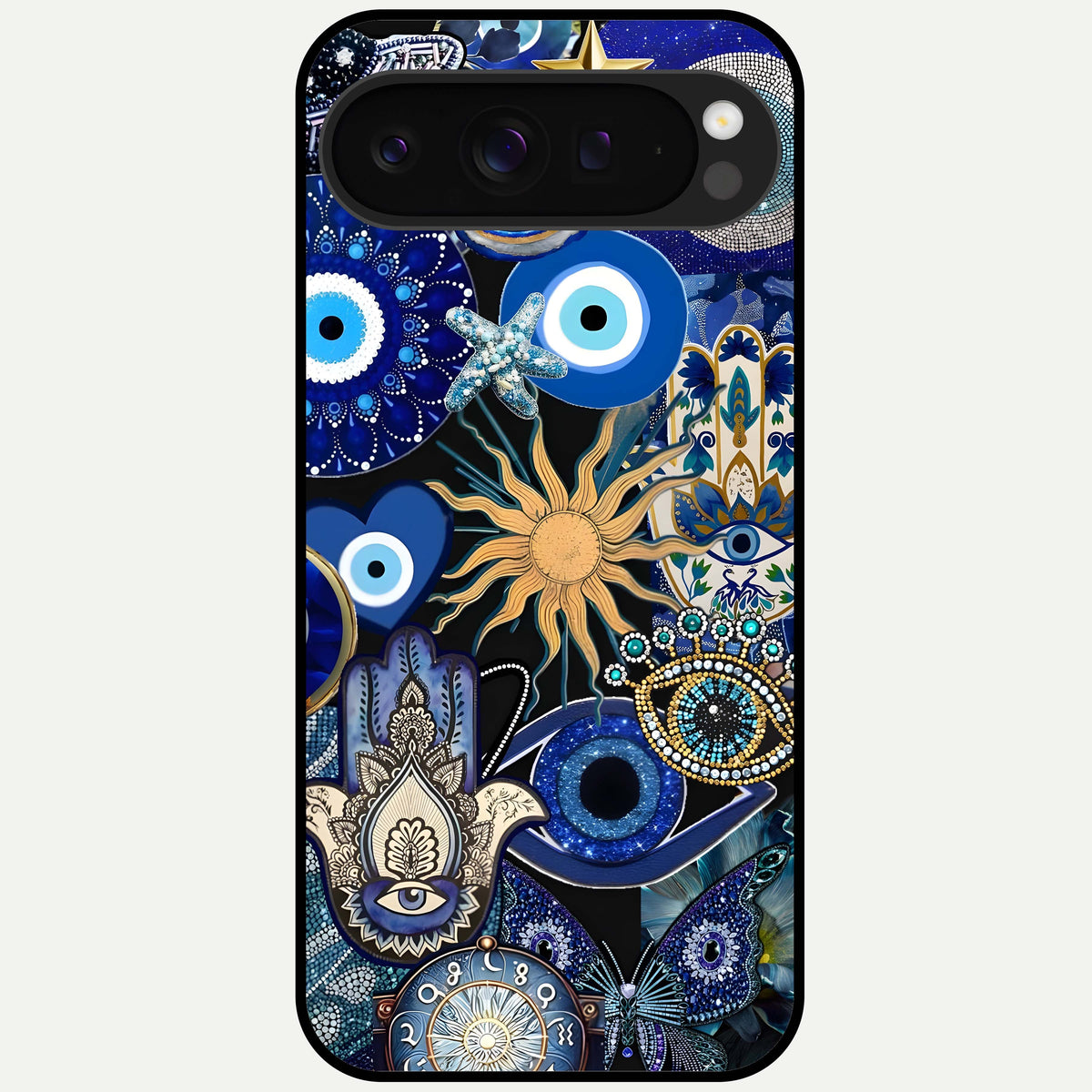  Mystic Blue Evil Eye Glass Case For Google Pixel 9 Pro XL back cover – full design glossy printed glass finish