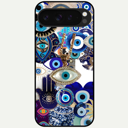  Mystic Charm Eye Glass Case For Google Pixel 9 Pro XL back cover – full design glossy printed glass finish