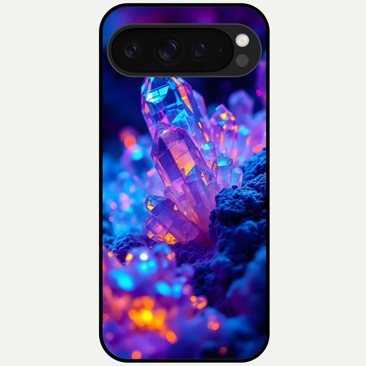  Neon Aura Shards Glass Case For Google Pixel 9 Pro XL back cover – full design glossy printed glass finish