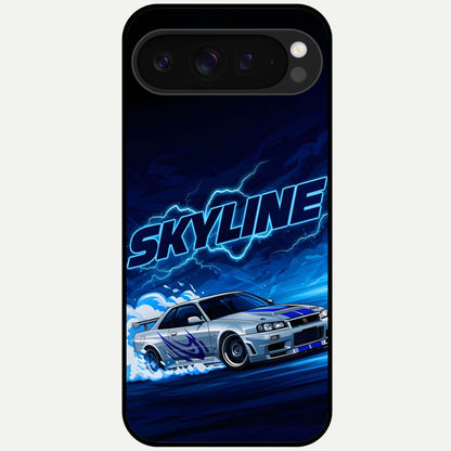  Neon Drift Beast Glass Case For Google Pixel 9 Pro XL back cover – full design glossy printed glass finish