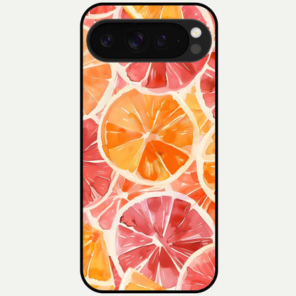 Orange Fruits Pattern Glass Case For Google Pixel 9 Pro XL back cover – full design glossy printed glass finish