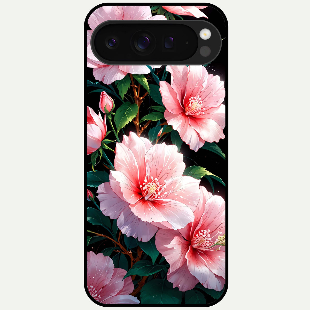  Peach Flower Glass Case For Google Pixel 9 Pro XL back cover – full design glossy printed glass finish
