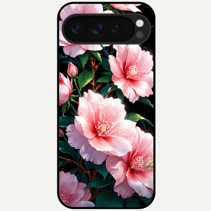  Peach Flower Glass Case For Google Pixel 9 Pro XL back cover – full design glossy printed glass finish